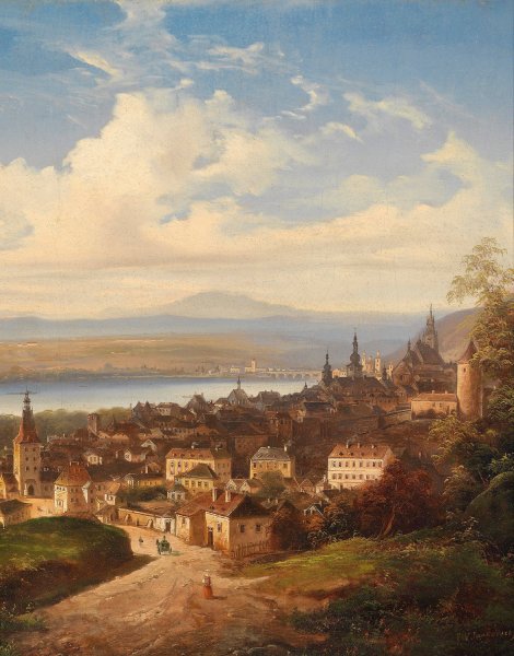 Blick auf Krems by Johann Wilhelm Jankowski - Hand-Painted Oil Painting Reproduction
