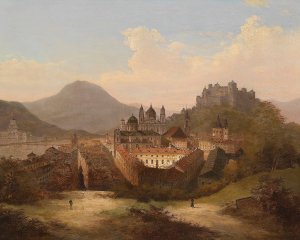 Blick auf Salzburg by Johann Wilhelm Jankowski Oil Painting