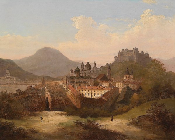 Blick auf Salzburg by Johann Wilhelm Jankowski - Hand-Painted Oil Painting Reproduction