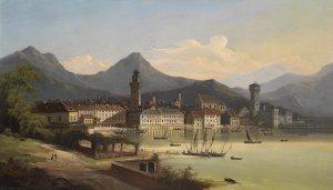 Riva am Gardasee Oil painting by Johann Wilhelm Jankowski