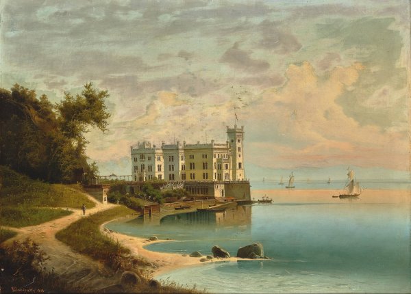 Schloss Miramare  by Johann Wilhelm Jankowski - Hand-Painted Oil Painting Reproduction