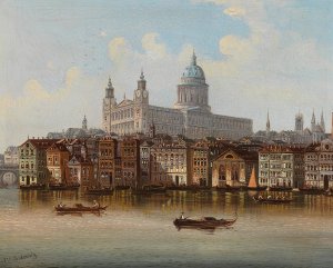 Capriccio, a view of St. Paul's Cathedral, London by Johann Wilhelm Jankowsky Oil Painting