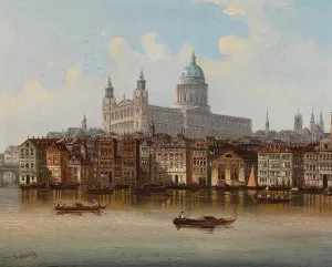 Capriccio, a view of St. Paul's Cathedral, London by Johann Wilhelm Jankowsky Oil Painting