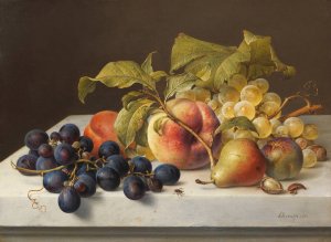 Fruchtestillleben by Johann Wilhelm Preyer Oil Painting