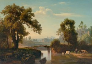 Italienische Landschaft mit Hirten by Johann Wilhelm Schirmer Oil Painting