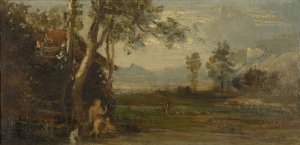 Landscape with Nude Figure by Johann Wilhelm Schirmer Oil Painting