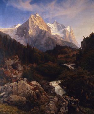 The Wetterhorn by Johann Wilhelm Schirmer Oil Painting