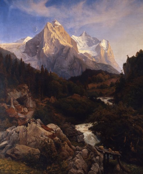 The Wetterhorn  by Johann Wilhelm Schirmer - Hand-Painted Oil Painting Reproduction