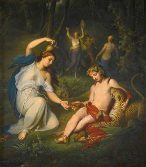 Bacchus With Leopard by Johann Wilhelm Schutze Oil Painting