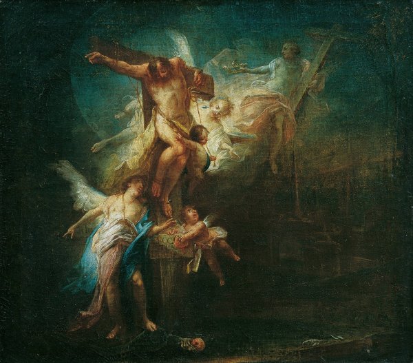 Christ takes the good thief to heaven  by Johann Wolfgang Baumgartner - Hand-Painted Oil Painting Reproduction