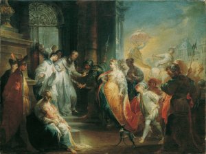 Die Zuruckweisung der Kaiserin Eudoxia durch den heiligen Johannes Chrysostomus by Johann Wolfgang Baumgartner Oil Painting