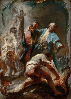 Scenes from the Life of Saint Arianus by Johann Wolfgang Baumgartner Oil Painting