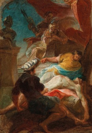 The Martyrdom of Saint Bartholomew by Johann Wolfgang Baumgartner Oil Painting