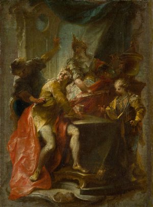 The Murder of Saint Edward, King and Martyr by Johann Wolfgang Baumgartner Oil Painting