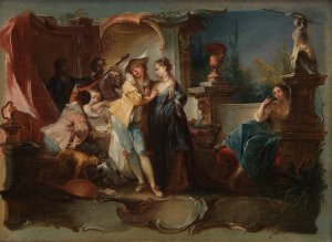 The Prodigal Son Living With Harlots by Johann Wolfgang Baumgartner Oil Painting