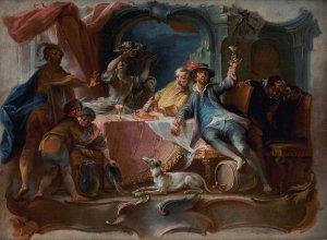 The Prodigal Son Wasting his Inheritance by Johann Wolfgang Baumgartner Oil Painting