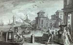 Venetian Fantasy with the Dogana by Johann Wolfgang Baumgartner Oil Painting
