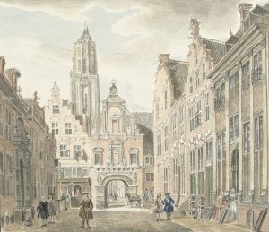 Nieuwstraat in Utrecht met gezicht op de Domtoren, after Jan de Beijer by Johanna De Bruyn Oil Painting
