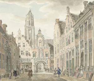 Nieuwstraat in Utrecht met gezicht op de Domtoren, after Jan de Beijer by Johanna De Bruyn Oil Painting