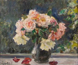 Ein Rosenstraus by Johanna Lossl Oil Painting