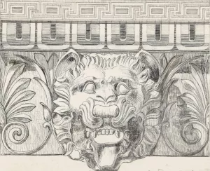 Kop van een leeuw op een Dorische tempel te Metaponto by Johanna Van De Kamer Oil Painting