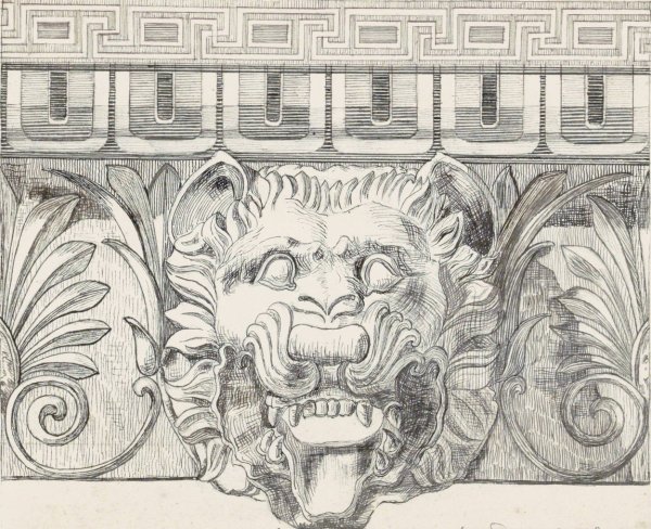 Kop van een leeuw op een Dorische tempel te Metaponto  by Johanna Van De Kamer - Hand-Painted Oil Painting Reproduction