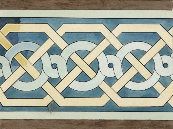 Romaans bandmotief met vlechtwerk  by Johanna Van De Kamer - Hand-Painted Oil Painting Reproduction