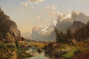 Das Gasterntal im Berner Oberland by Johannes Bartholomaus Duntze Oil Painting