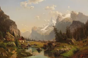 Das Gasterntal im Berner Oberland by Johannes Bartholomaus Duntze Oil Painting
