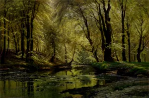 Reflections in a Stream by Johannes Boesen Oil Painting