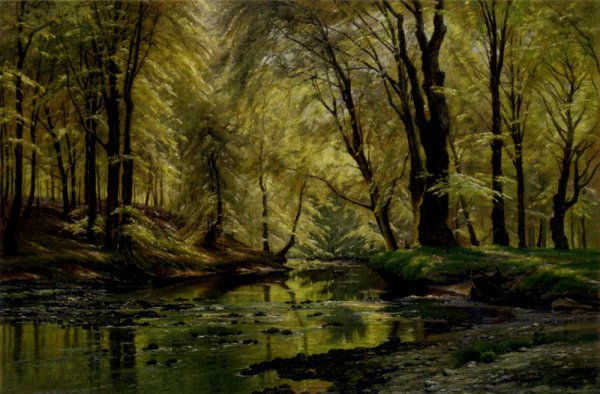 Main Product Photo of Reflections in a Stream Painting by Johannes Boesen