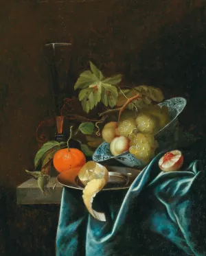 Oranges, lemons and peaches on a tin plate and a Wan-Li-bowl by Johannes Borman Oil Painting