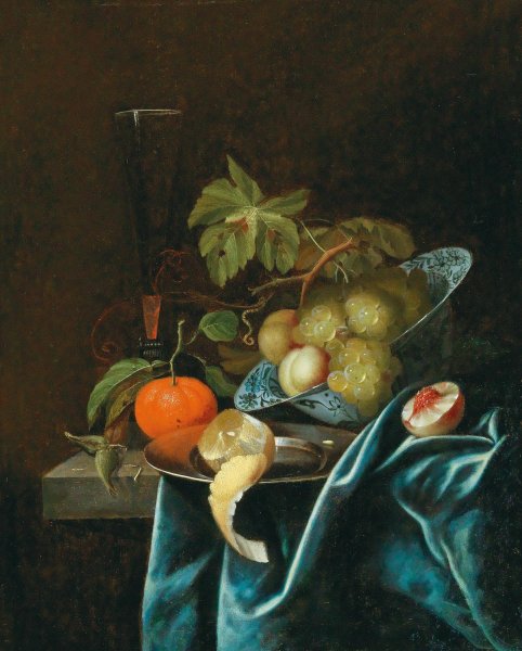 Oranges, lemons and peaches on a tin plate and a Wan-Li-bowl by Johannes Borman - Hand-Painted Oil Painting Reproduction
