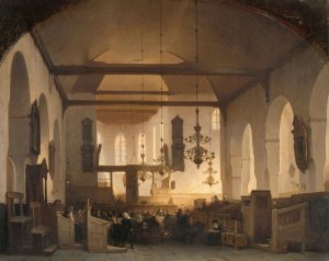 A Service in the Geertekerk, Utrecht by Johannes Bosboom Oil Painting