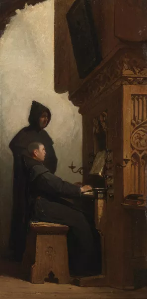 Een orgelspelende en zingende monnik by Johannes Bosboom Oil Painting