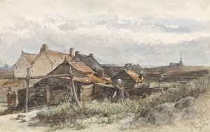 Fishing Family Houses in Scheveningen by Johannes Bosboom Oil Painting
