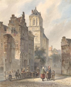 Gezicht op het stadhuis van Delft by Johannes Bosboom Oil Painting