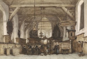 Interieur van de Oude Kerk te Maasland by Johannes Bosboom Oil Painting