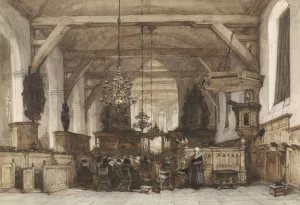 Interieur van de Oude Kerk te Maasland by Johannes Bosboom Oil Painting