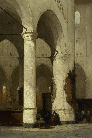 Interior of the 'Hooglandse'Church, Leiden by Johannes Bosboom Oil Painting