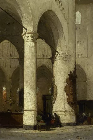 Interior of the 'Hooglandse'Church, Leiden by Johannes Bosboom Oil Painting