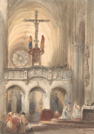 Kerkinterieur met mis by Johannes Bosboom Oil Painting
