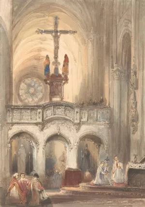 Kerkinterieur met mis by Johannes Bosboom Oil Painting