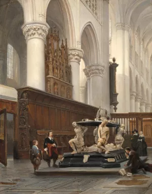 The Choir of the O.L.-Vrouwekerk in Breda with the Tomb of Engelbert II of Nassau by Johannes Bosboom Oil Painting