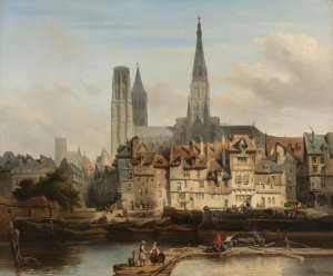 The Quay de Paris in Rouen by Johannes Bosboom Oil Painting