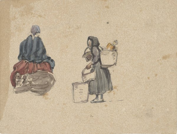 Main Product Photo of Twee studies van vissersvrouwen  Painting by Johannes Bosboom