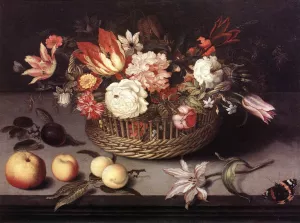 Basket of Flowers by Johannes Bosschaert Oil Painting