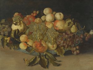 Sill Life With Blackberries, Apples, Peaches And Pears In A Chinese Blue And White Porcelain Bowl by Johannes Bosschaert Oil Painting