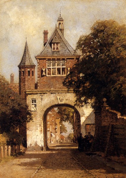 Main Product Photo of A City Gate Painting by Johannes Christiaan Karel Klinkenberg