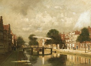 A View Of A Dutch Town by Johannes Christiaan Karel Klinkenberg Oil Painting